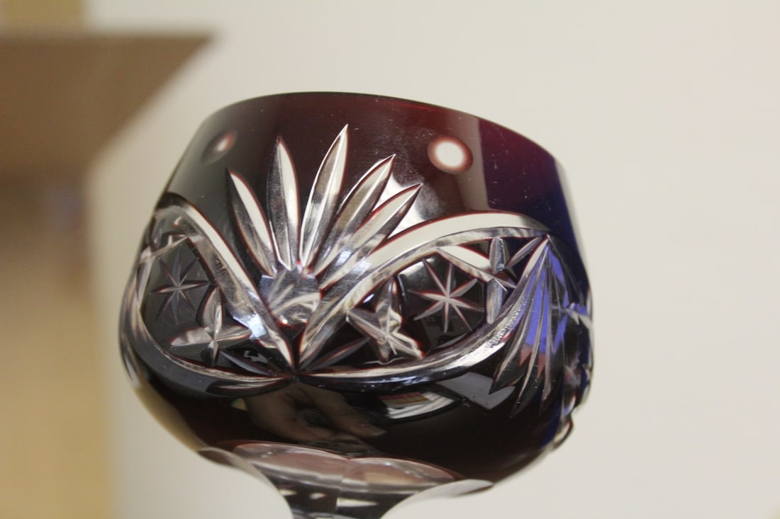 A Ruby Red Cut Glass Goblet - 5