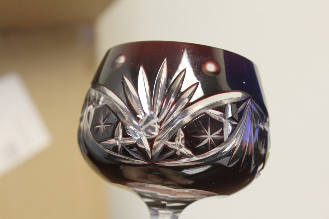A Ruby Red Cut Glass Goblet - 8