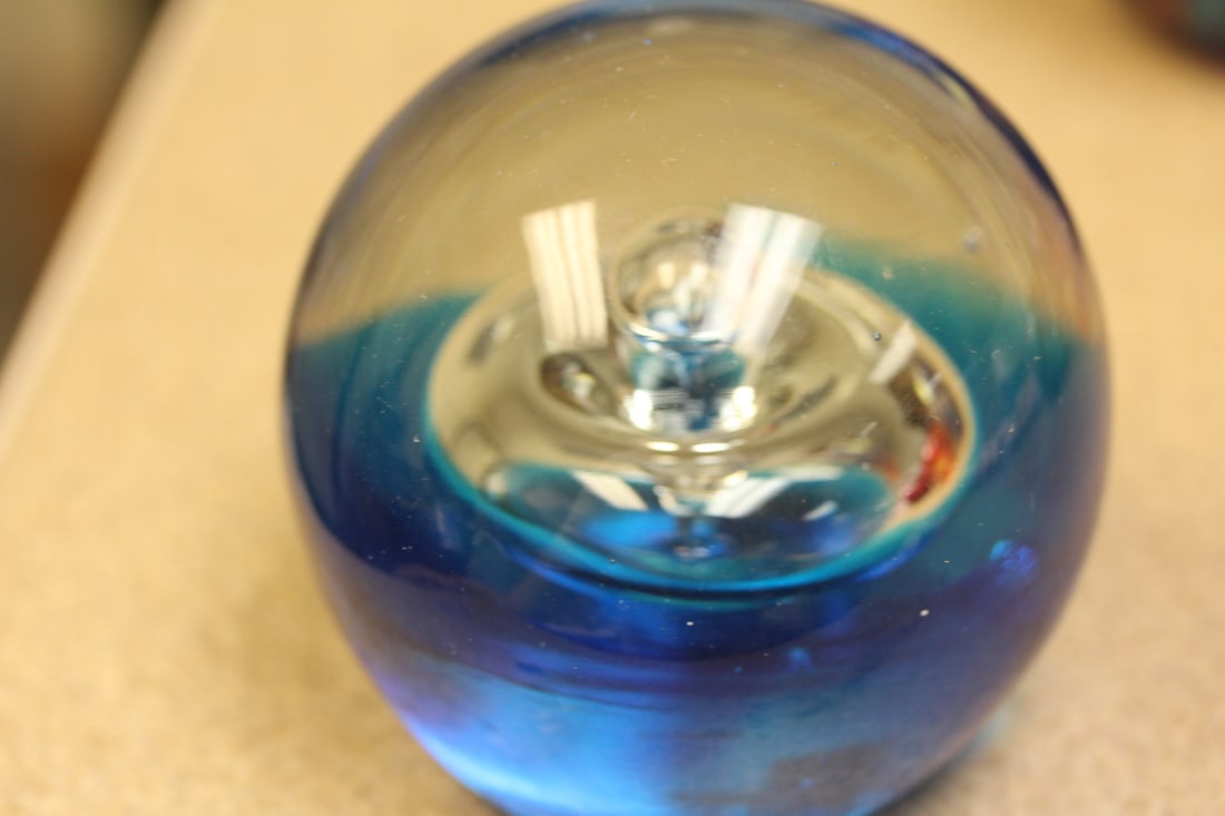 Art Glass Control Bubble Paperweight: 3 1/4" tall