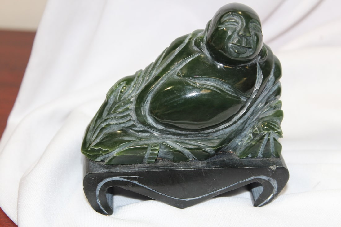 A Jade Reclining Buddha: 3 3/4" tall