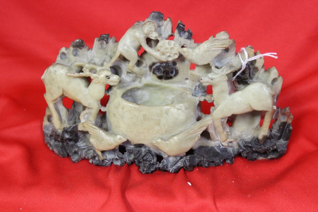 A Vintage Soapstone Vase: 8" across