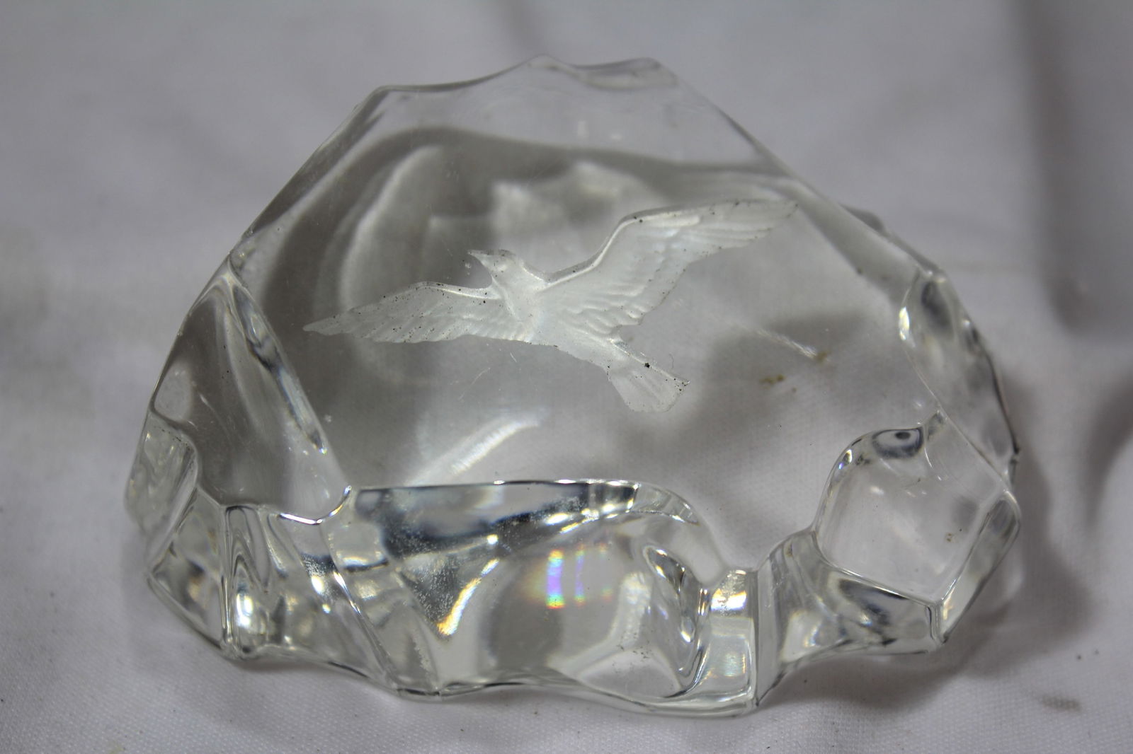 An Etched Eagle Paperweight: 4" across