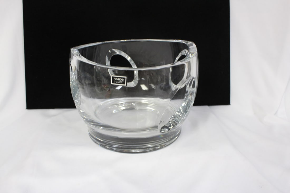 A Nambe Crystal Bowl: Cool looking piece - 5 inches tall - boxed