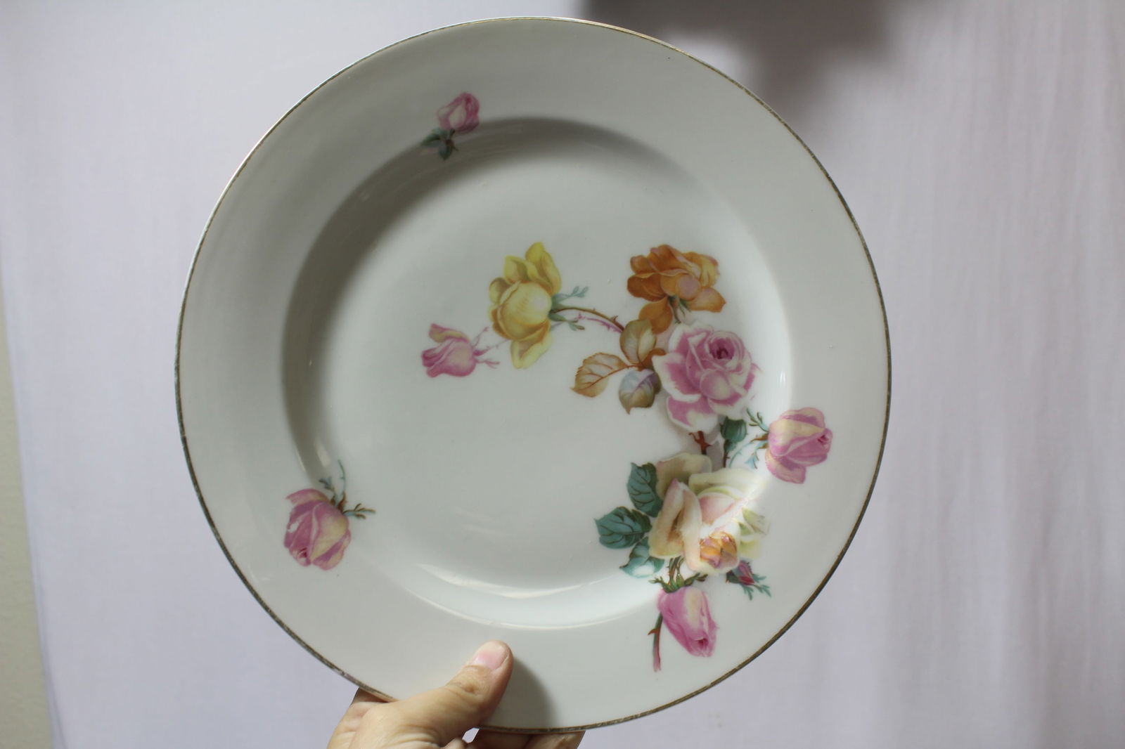 A Bavaria Rose Plate: 10" in diameter