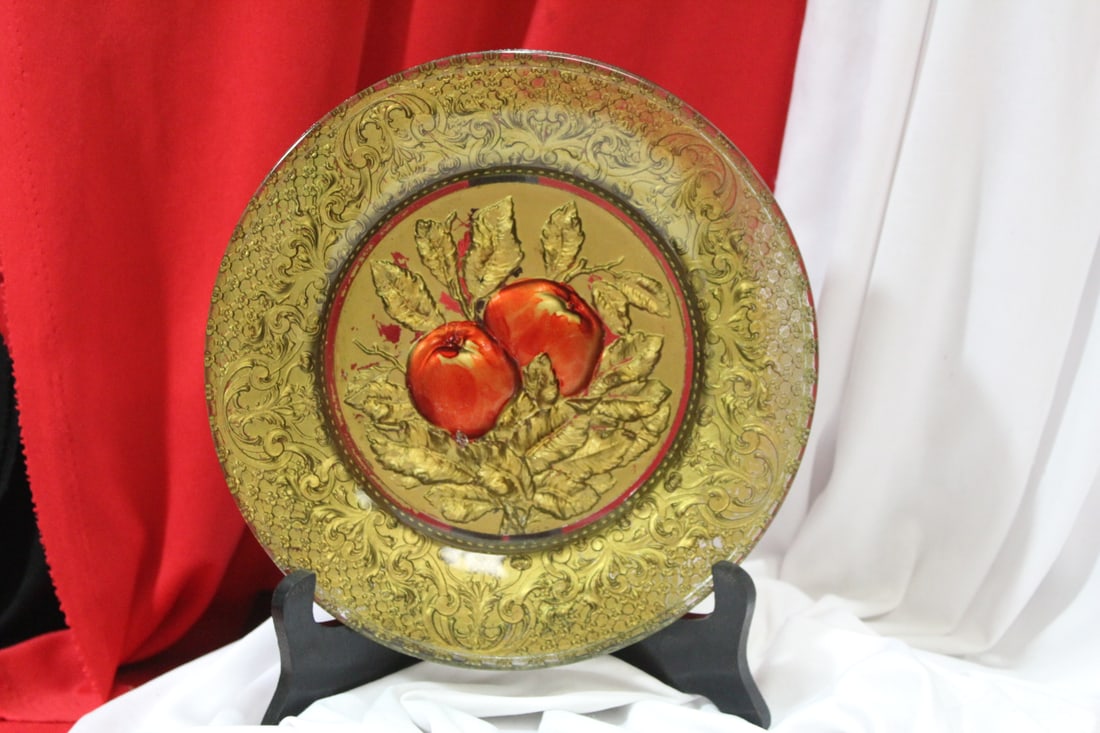 A Goofus Glass Plate: 8 3/8" in diameter