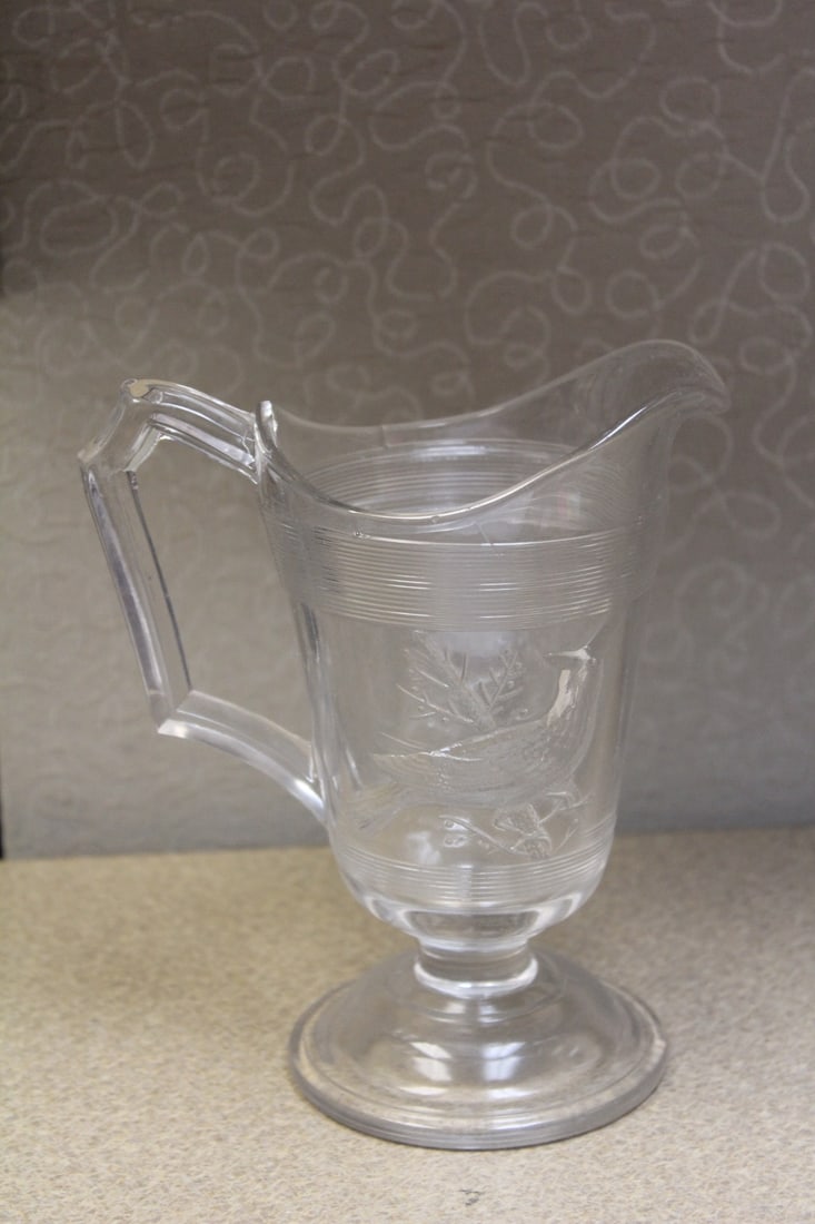 Cardinal Motied Creamer: EAPG Ohio, Flint glass company - around 1870's - 6" tall