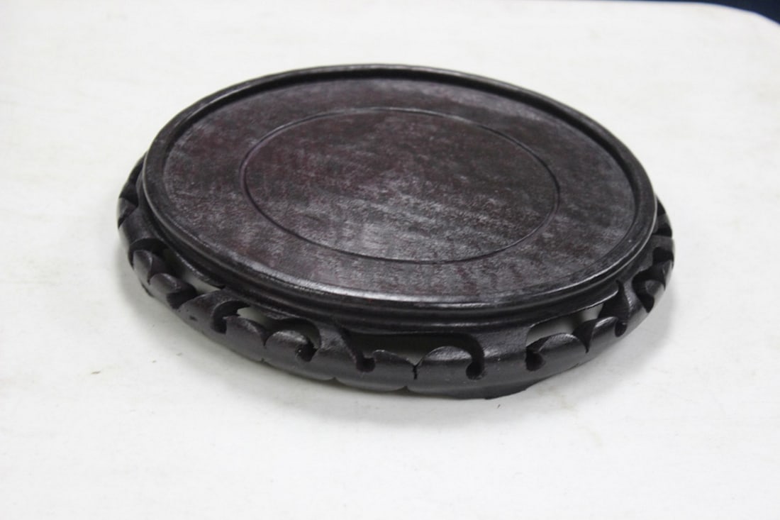 Carved Wood Stand: 7 1/2" inside diameter