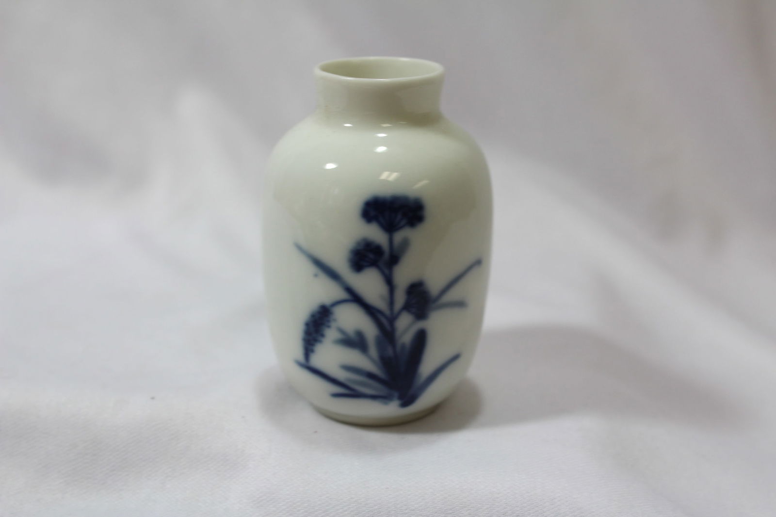 A Blue And White Chinese Small Vase: signed - 2 7/8" tall
