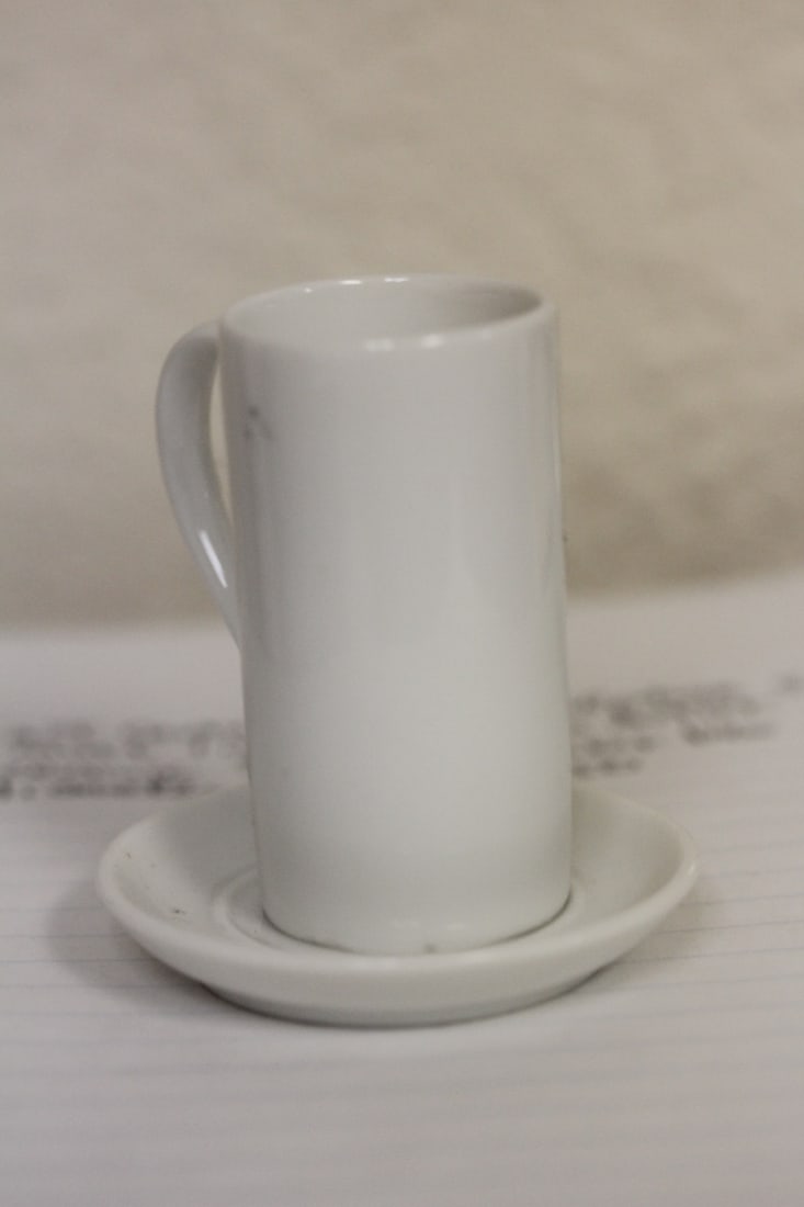 Miniture Capuccino Shot Cup and Saucer: mid century modern - demitasse cup and saucer - 2 1/2" tall