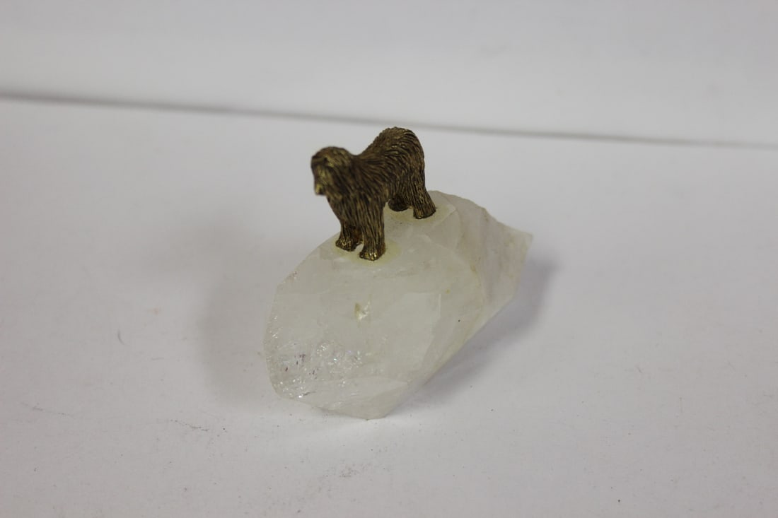 A Metal Dog On Rock: 3 1/4" across