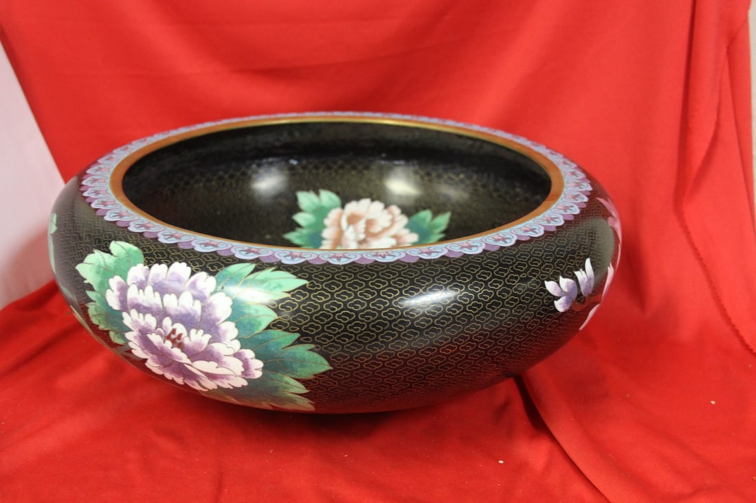 A Large Cloisonne Basin/Bowl: 5" tall and 15 1/4" in diameter