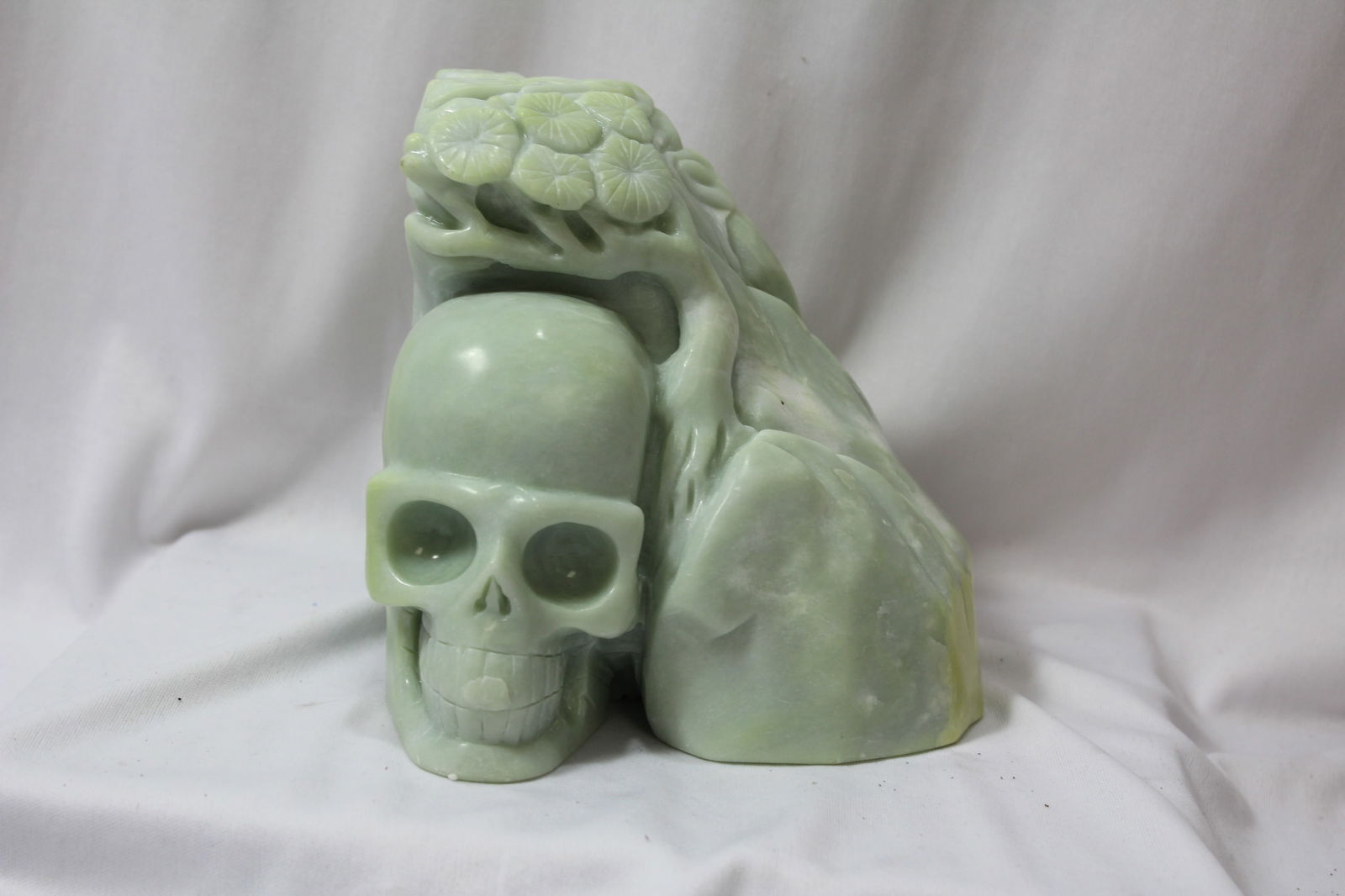 A Jade or Similar Hardstone Skull: 5 7/8" tall