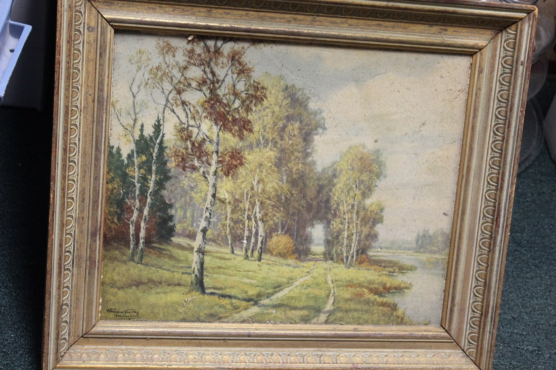 An Oil on Canvas of a Painting: By listed artist Clemens Freitag, Germany - landscape - overall= 24 3/4" x 21"