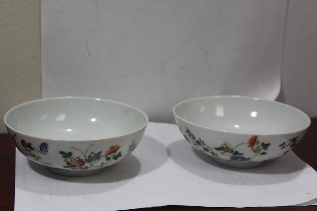 A Pair of Chinese Ducai Bowls?: most likely 19th century - signed - 5 1/4" in diameter each