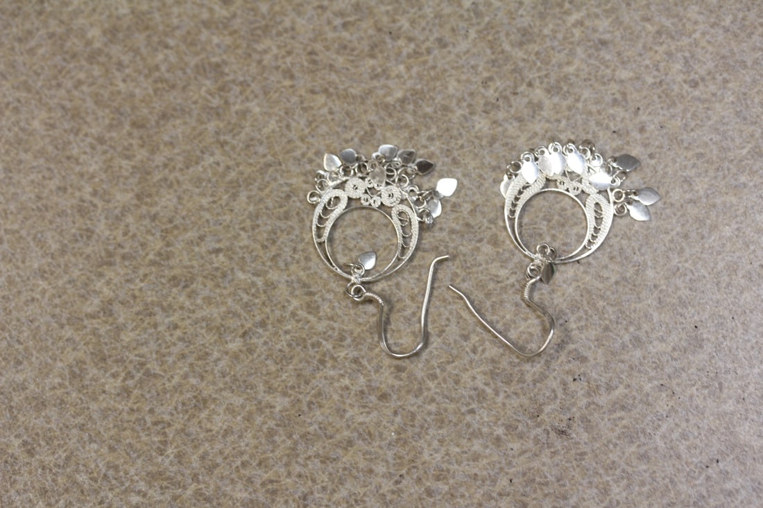 Pair of Filigree Sterling Earrings: as shown