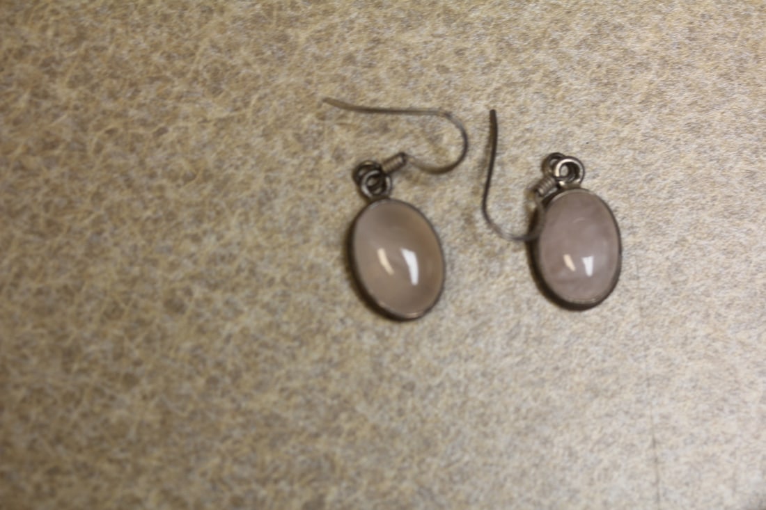 Pair of Vintage Sterling and Gemstone Earrings: as shown