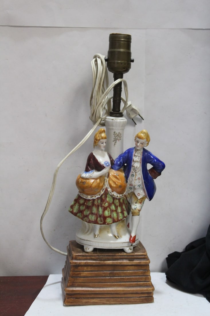A Ceramic Figural Lamp: overall= 15" tall - not tested to see if it works or not