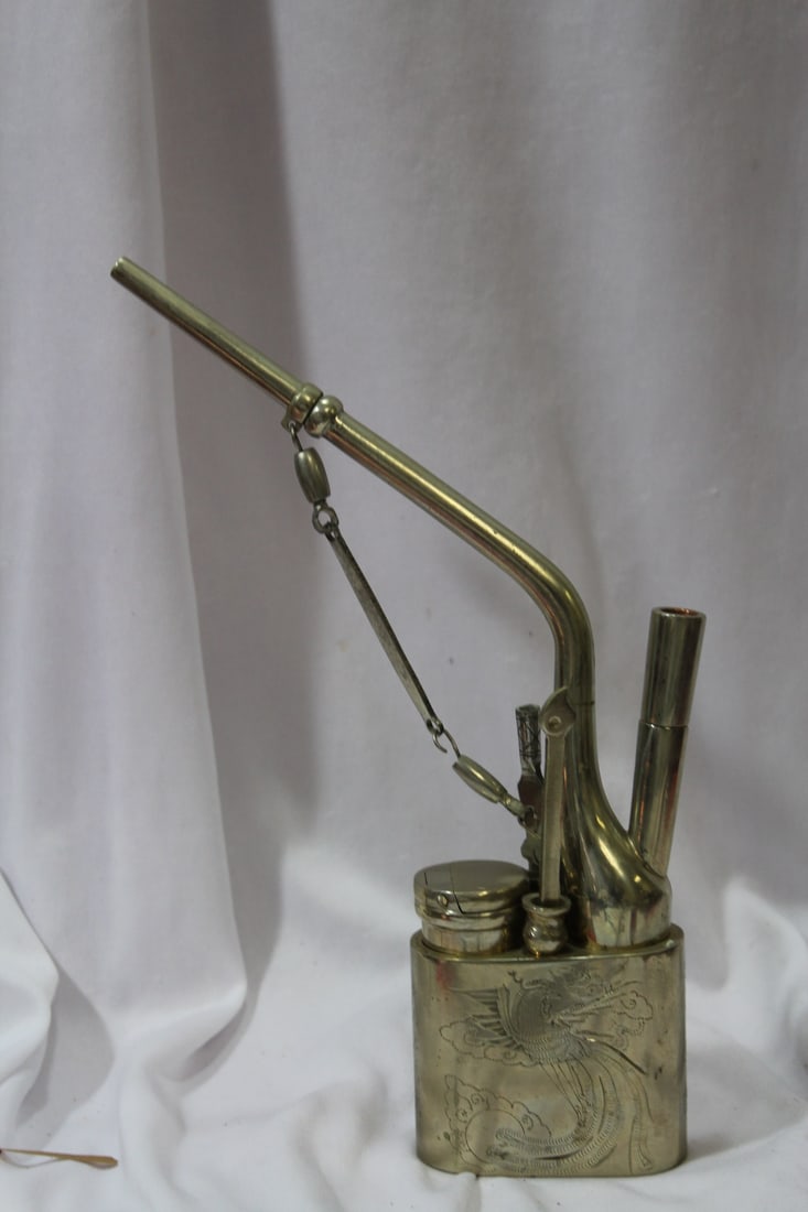 A Chinese Silverplated Waterpipe: Vintage/Antique - 9 1/8" tall