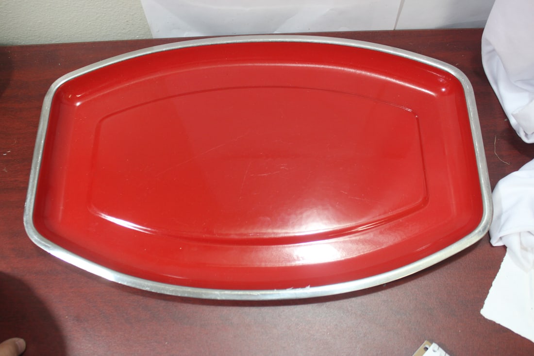 A Retro Catherine Holm Enamel Tray: mid century modern - made in Norway - 17 5/8" across