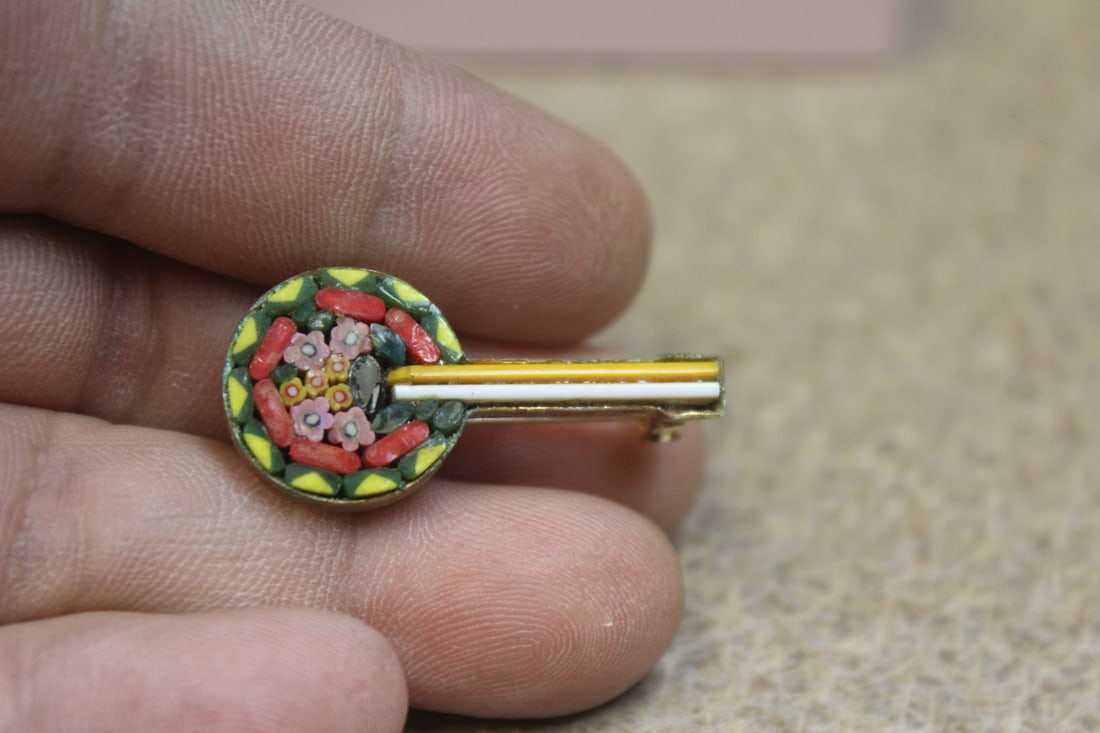 Micro mosaic brooch: vintage, brooch or pin, cute little item