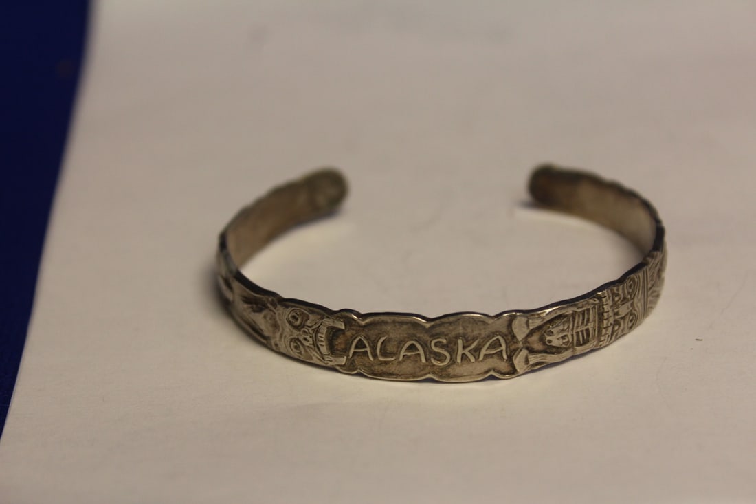 A Sterling Alaska Bangle Bracelet: possibly Native American