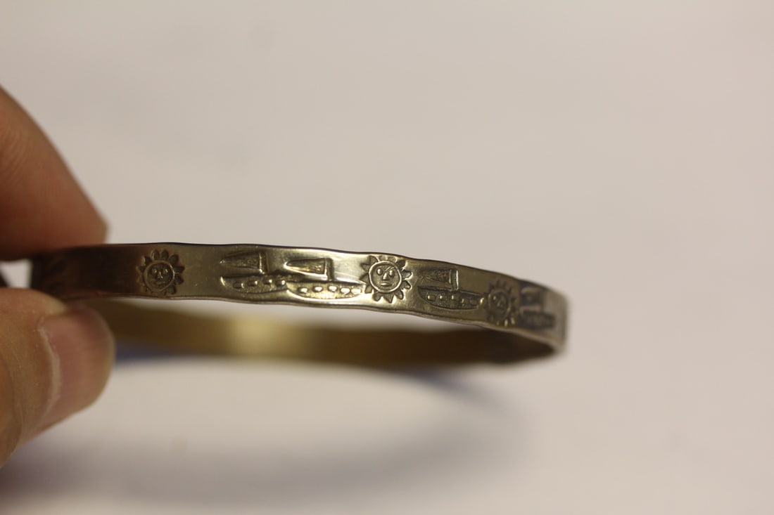 Mixed Metal Taxco Bangle Bracelet: 2 3/8" inside diameter