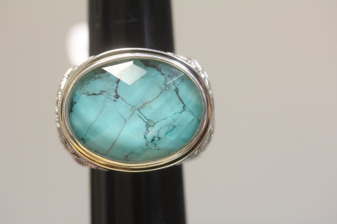 Sterling ring: impressive large, Filigree and sterling, marked 925, size, 6 1/2" to 7"