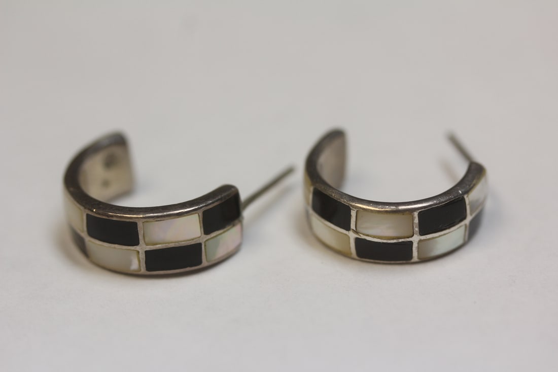 Pair of Sterling Enamel Earrings: as shown