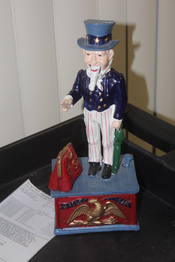 Cast Iron Uncle Sam Bank: 10 3/8" tall
