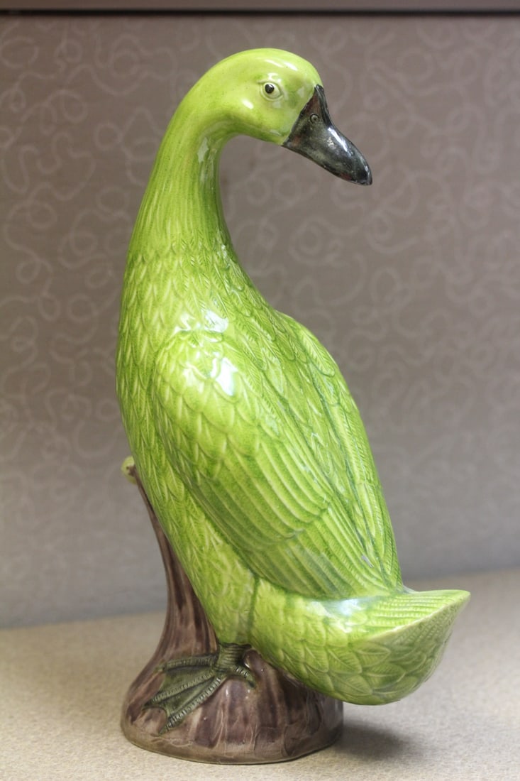 Duck figurine: antique 19th to early 20th century, 10 1/2" tall