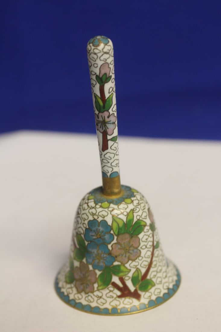 Vintage Cloisonne Bell: 4 5/8" tall