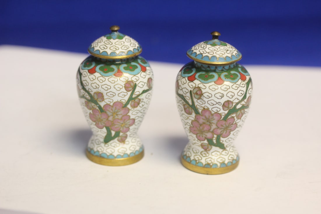 Pair of Miniature Chinese Cloisonne Jars (1 of 6)