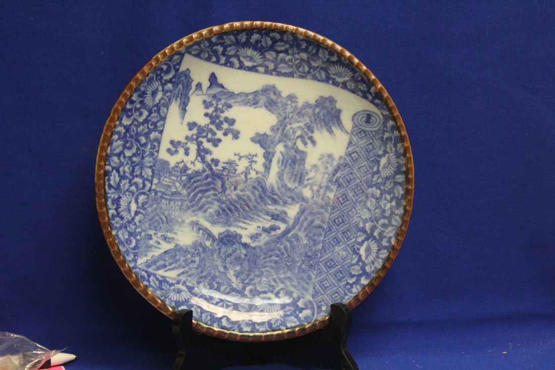 Antique Japanese Blue and White Plate: 19th to early 20th century - 10" in diameter