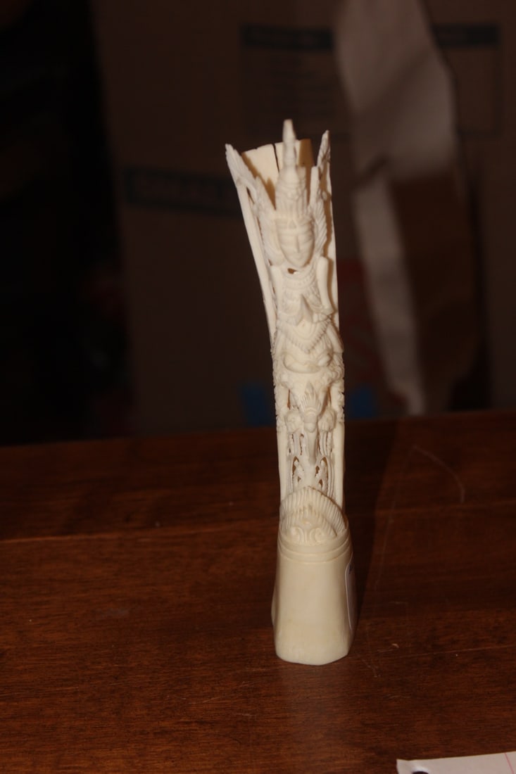 Thailand Bone Carving: 7 3/4" tall