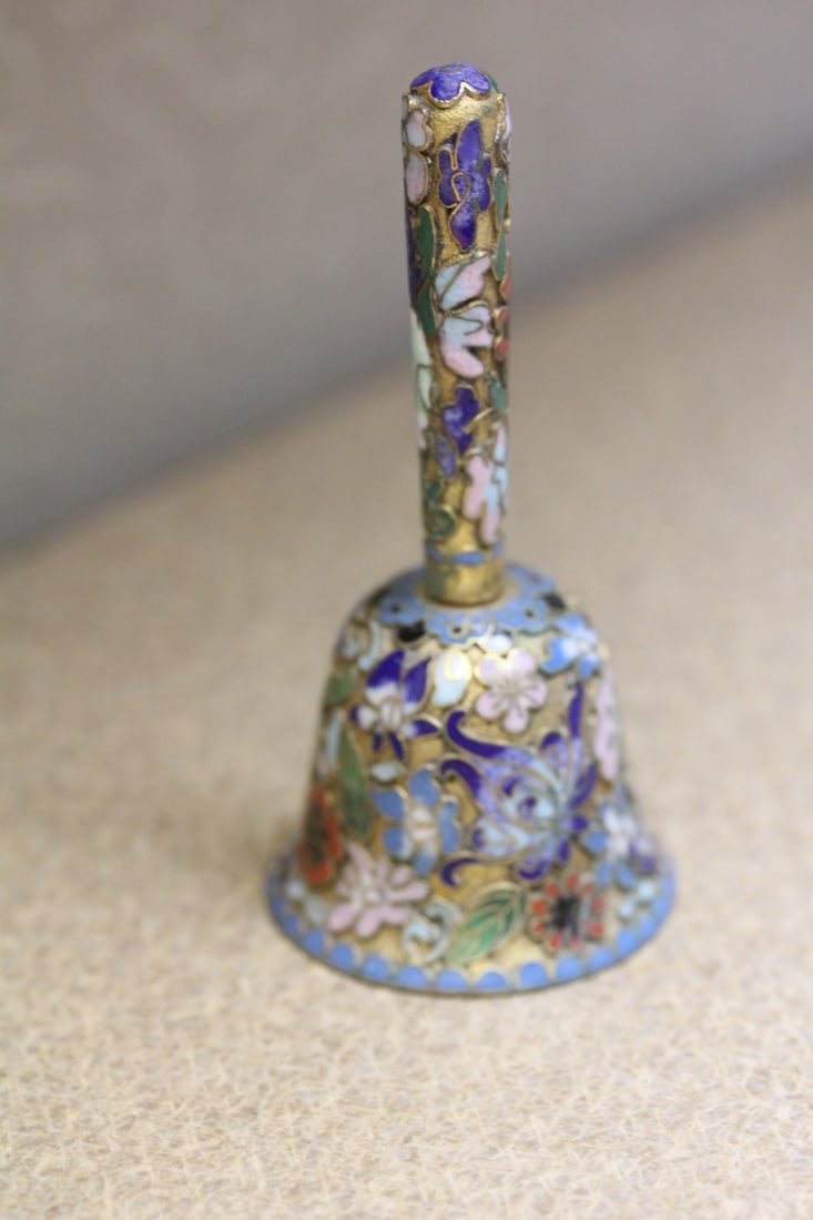 Enamel Cloisonne Bell: 3 3/4" tall