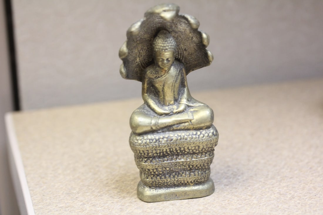Brass Kwan Yin: 4 1/8" tall - possibly old - could be bronze