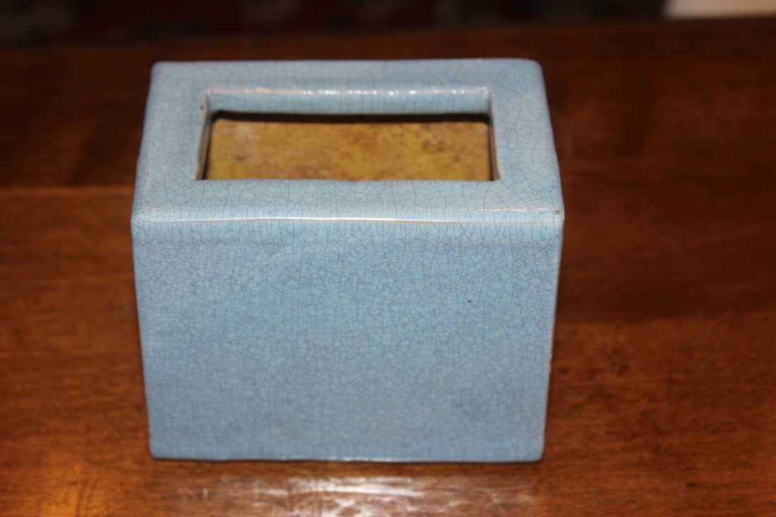 Old Chinese Pottery Plant Pot: Marked China - 4" across