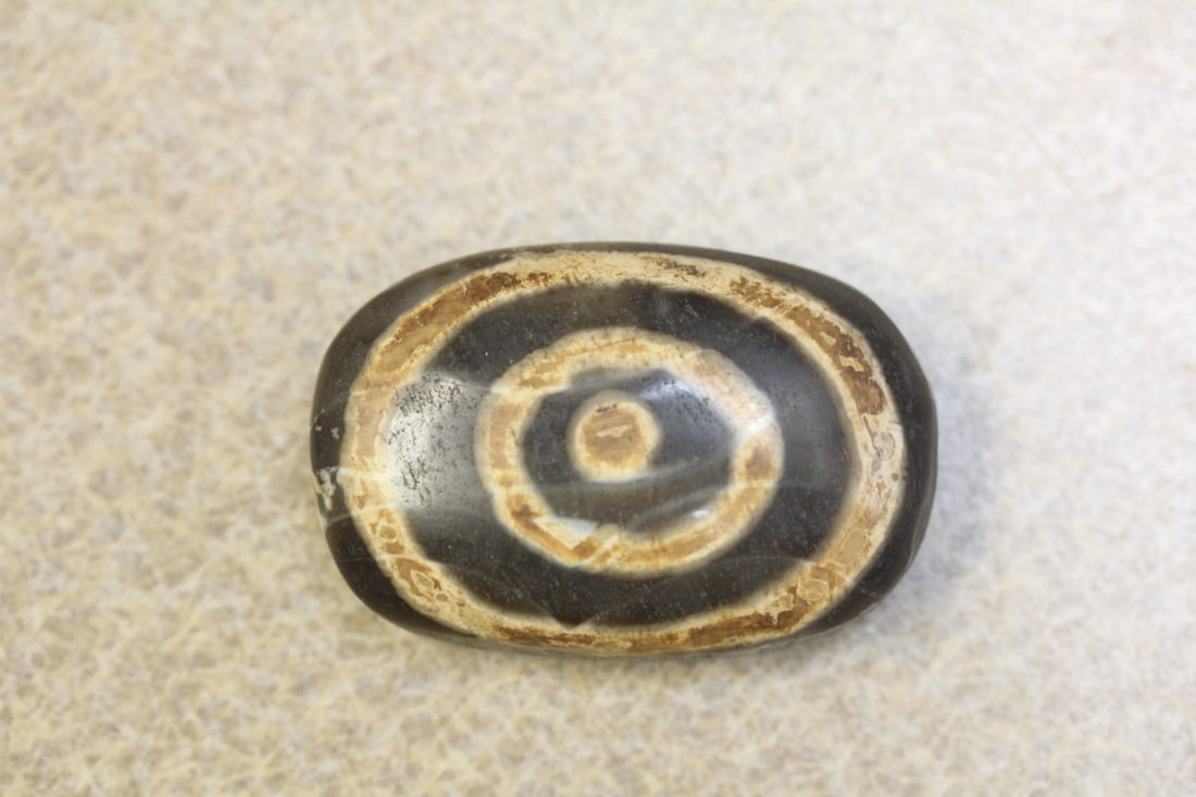 Dzi Bead: flat form - 1 7/8" long x 1 1/8" wide