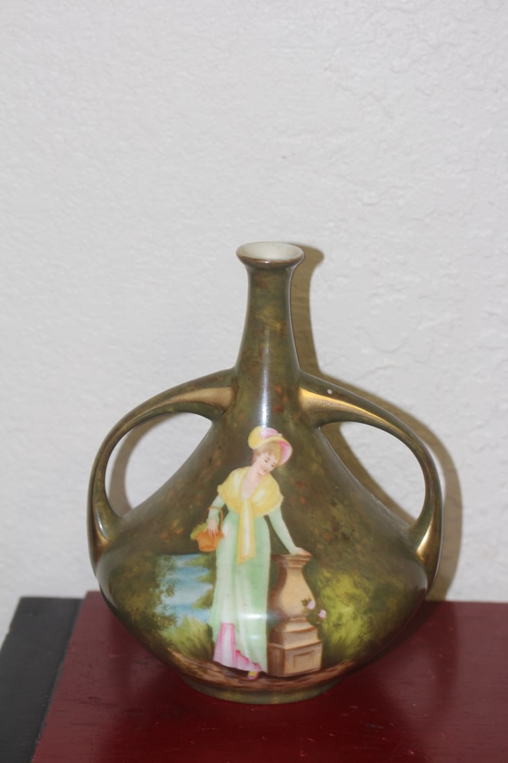 Antique Schultz-Marke Porcelain Vase: German - hand painted - 7 1/4" tall
