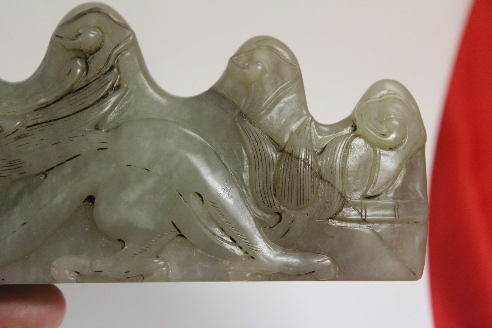 A Signed Jade Brush Rest - 8