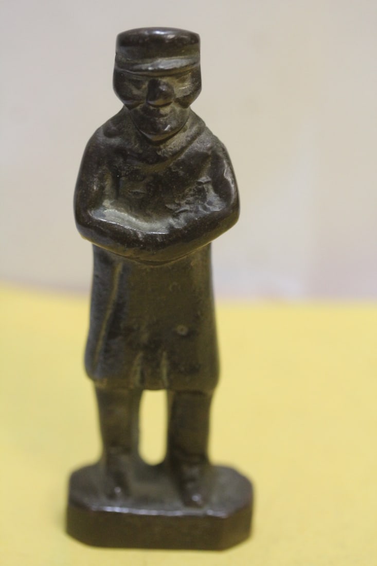 A Vintage/Antique Small Bronze Man Figure: solid bronze - 3 1/2" tall