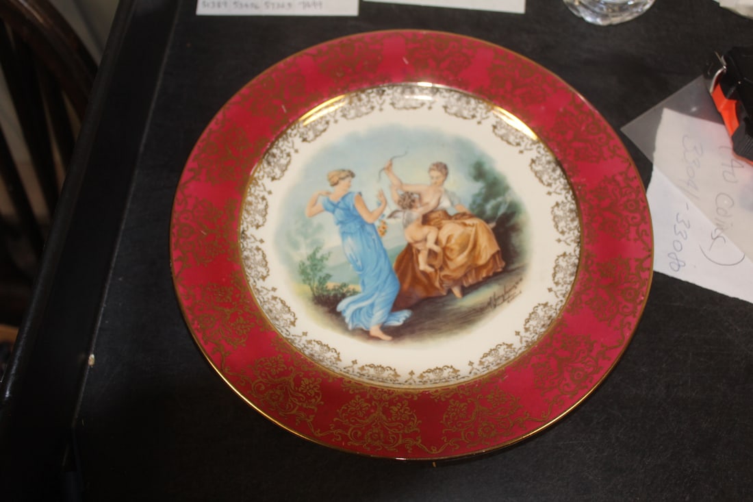 Home Laughlin Nude Plate: hand painted - 10" in diameter