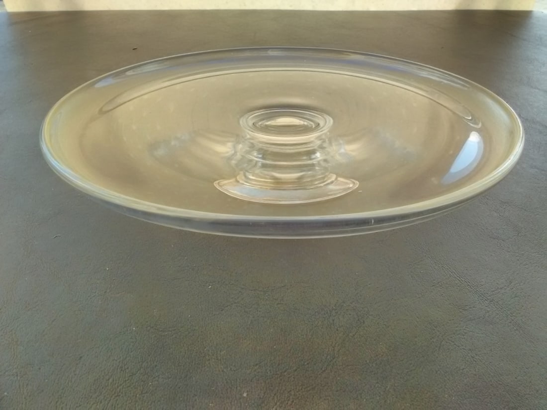 A Glass Serving Tray: Possible sterling - 8 inches in diameter