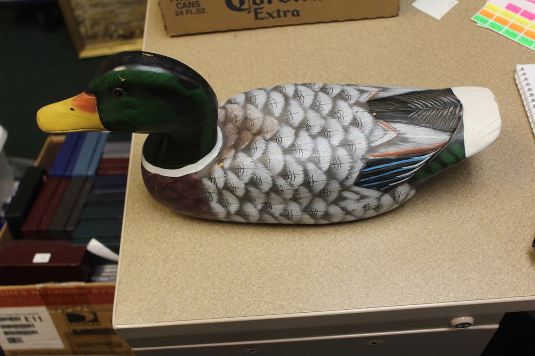 Large Wooden Chinese Duck Decoy: 17" long