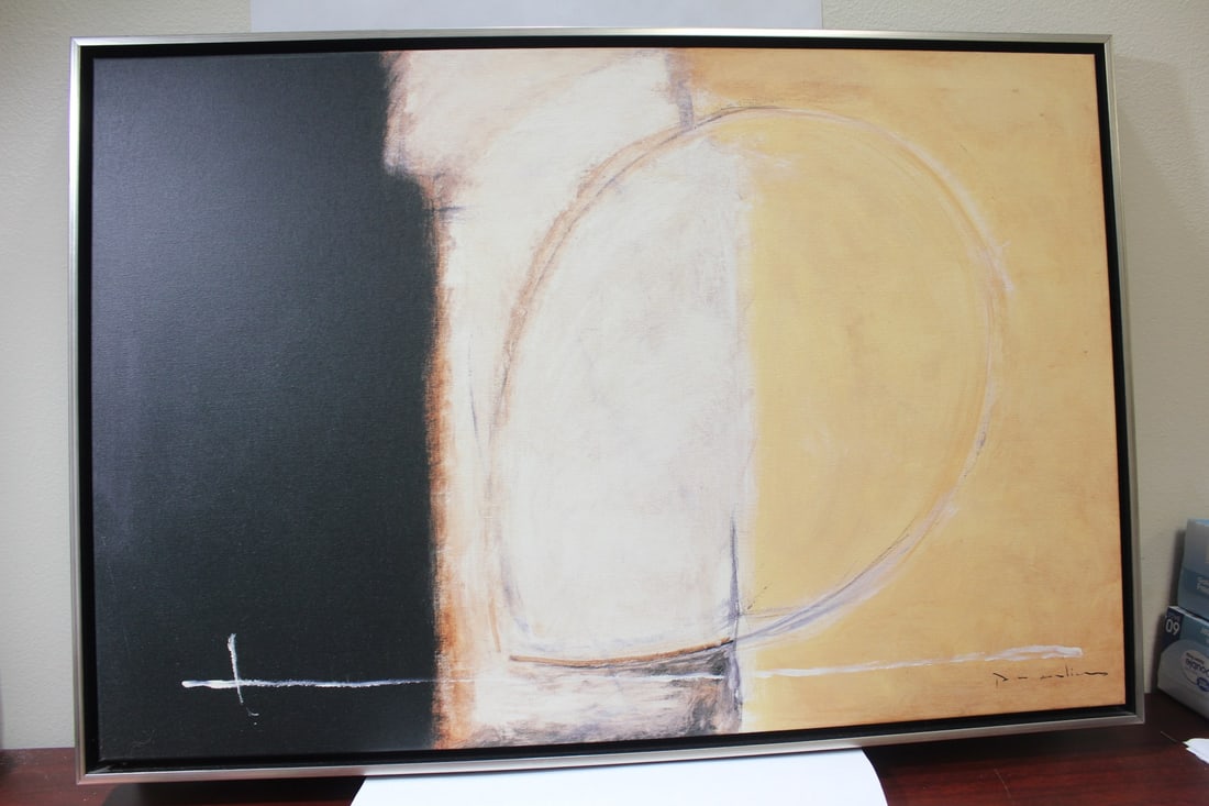 A Modern Canvas Art: plate signed - overall= 37 1/4" x 25 1/4"