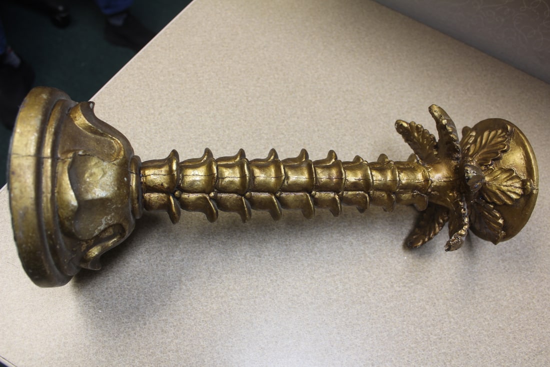 Decorative Gold Gilted Candle Holder: 15 5/8" tall