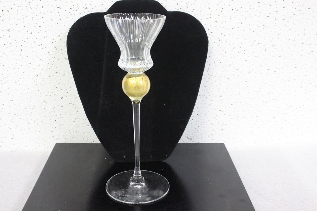 A Signed Glass Cup/Vase: 8 1/4" tall