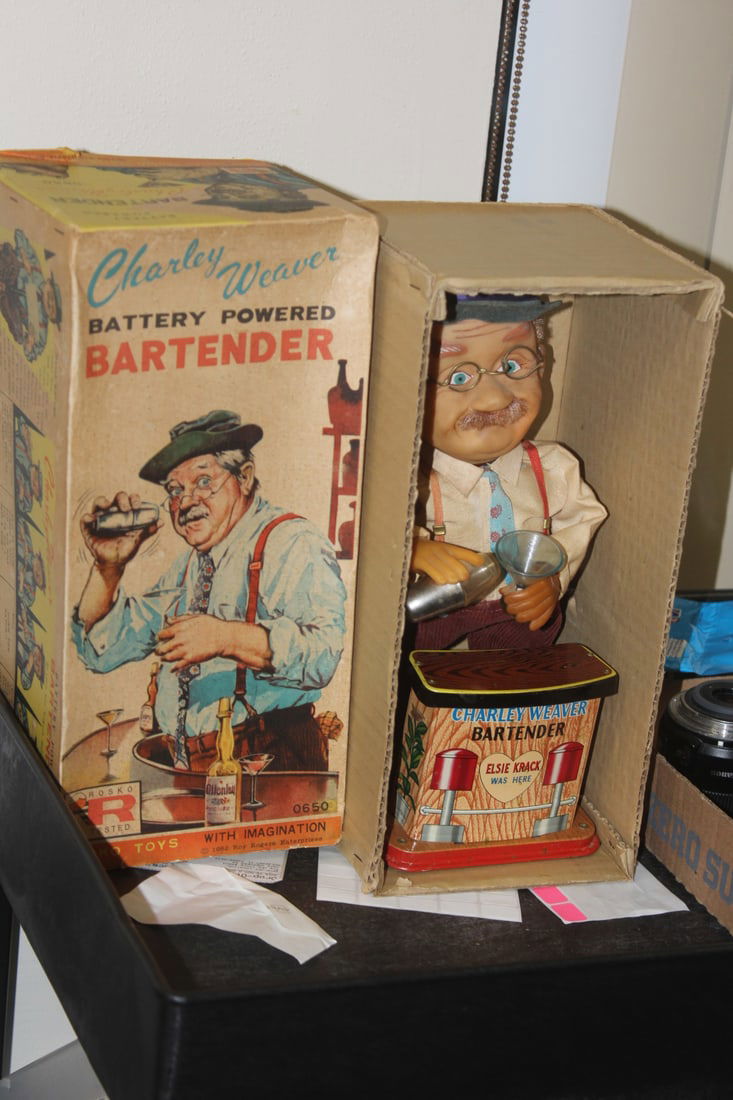 Charlie Weaver, The Bartender Toy: Japan toy - 1962 - very nice condition - not tested to see if works or not - overall= 12 5/8" tall