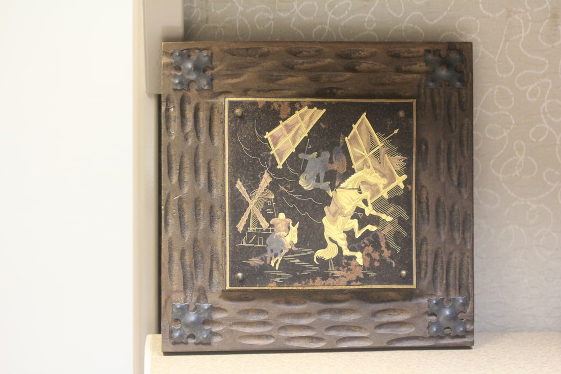 Gold Etched Panel: overall= 7" x 7" - gilted panel= 4 1/4" square