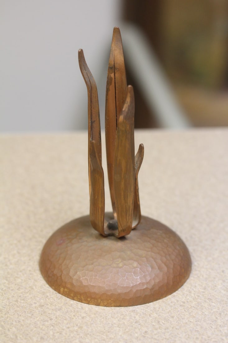 Arts and Crafts Era Copper Holder: 5 3/4" tall